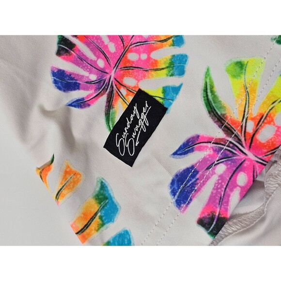 SUNDAY SWAGGER Men's L Multicolor Palm Leaf Short Sleeve Polo Golf Shirt Top Tee - Picture 3 of 7